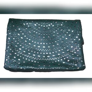 Francesca's Collections Teal Clutch with Silver Accents